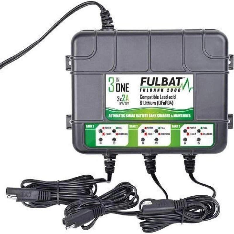 cargador de bateria fulbat triple estacion de carga fulbank 75047
