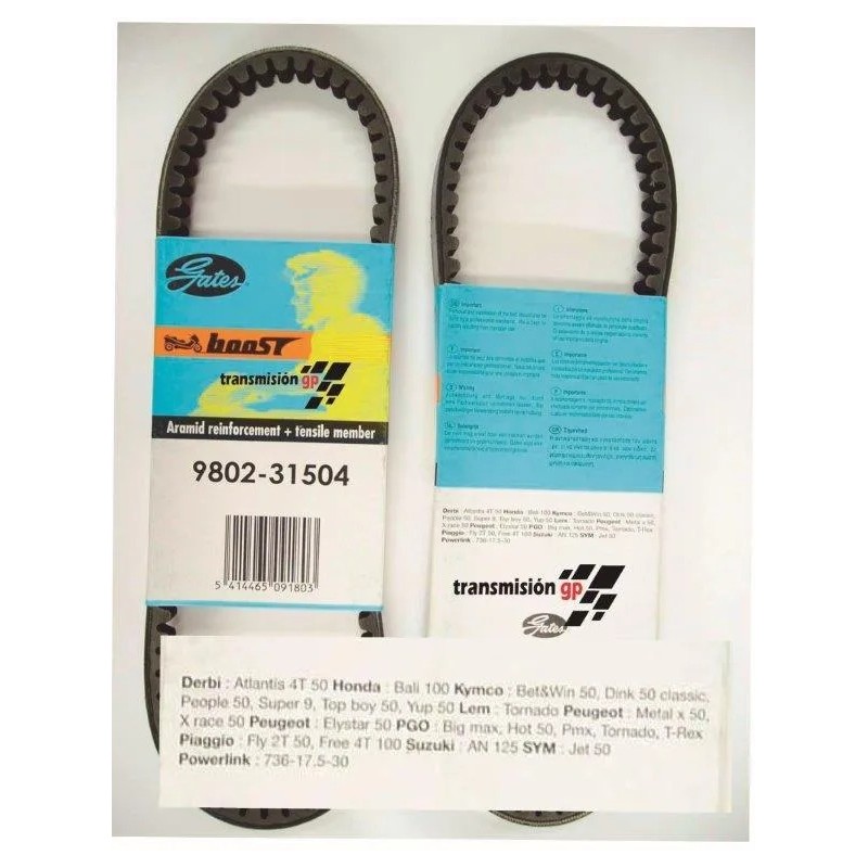 correa para moto 50 atlantis 4t euro 2 gates 9802 31504