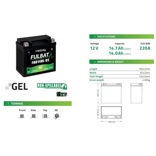 bateria harley davidson ytx14lbs gel high power fulbat fhd14hl ytx14l bs