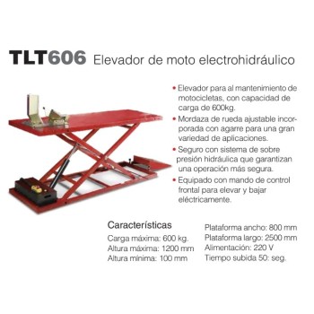 elevador electrohidraulico para motos launch tlt606 600 kg