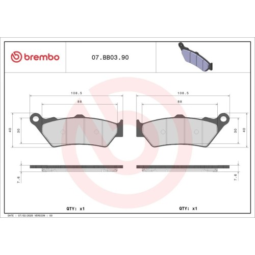 BREMBO 07BB0390 Juego de pastillas de freno