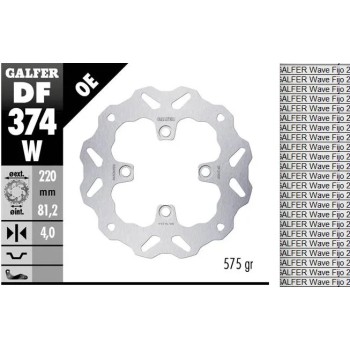 disco freno moto galfer wave fijo 220x4mm df374w