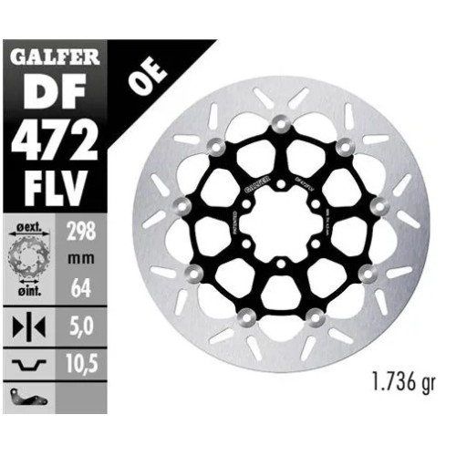 disco freno moto galfer wave flotante 298x5mm df47