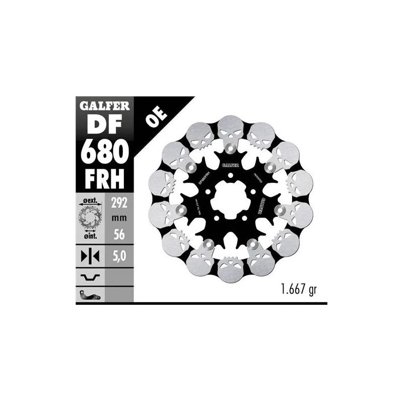 disco freno moto galfer skull design flotante df68