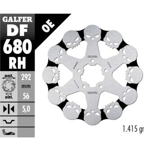 disco freno moto galfer skull design fijo df680rh