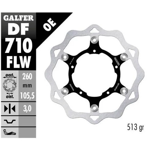 disco freno moto galfer wave flotante 260x3mm df71