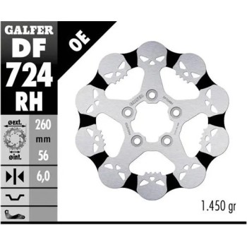 disco freno moto galfer skull design fijo df724rh
