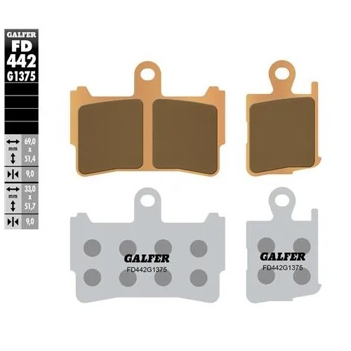 pastillas de freno moto galder sinter sport fd442g