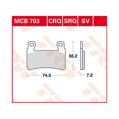 pastillas de freno delantero moto trw mcb703sv