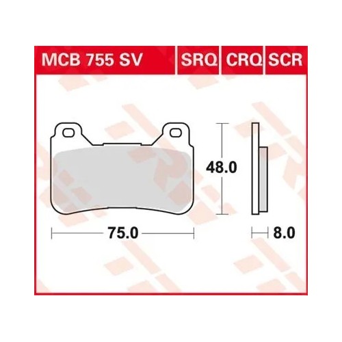 pastillas de freno delantero moto trw mcb755sv