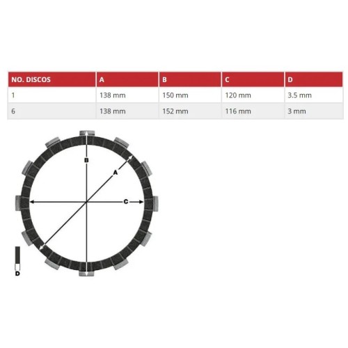juego discos embrague moto hyosung aquila trw mcc540 7