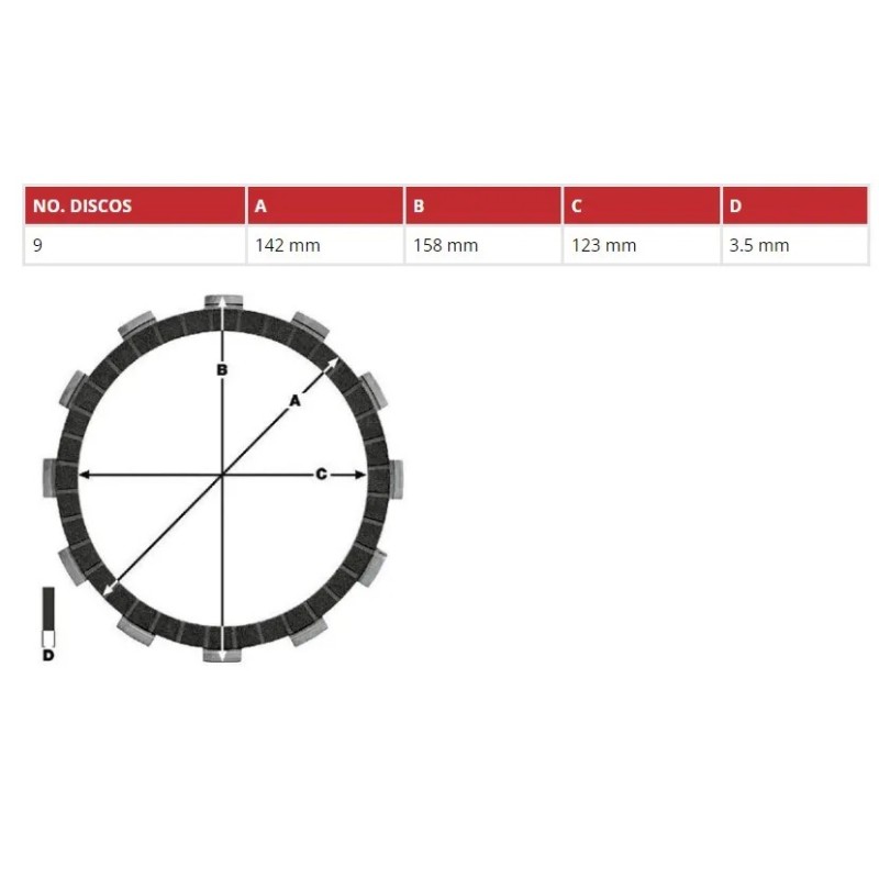 juego discos embrague moto trw mcc612 9