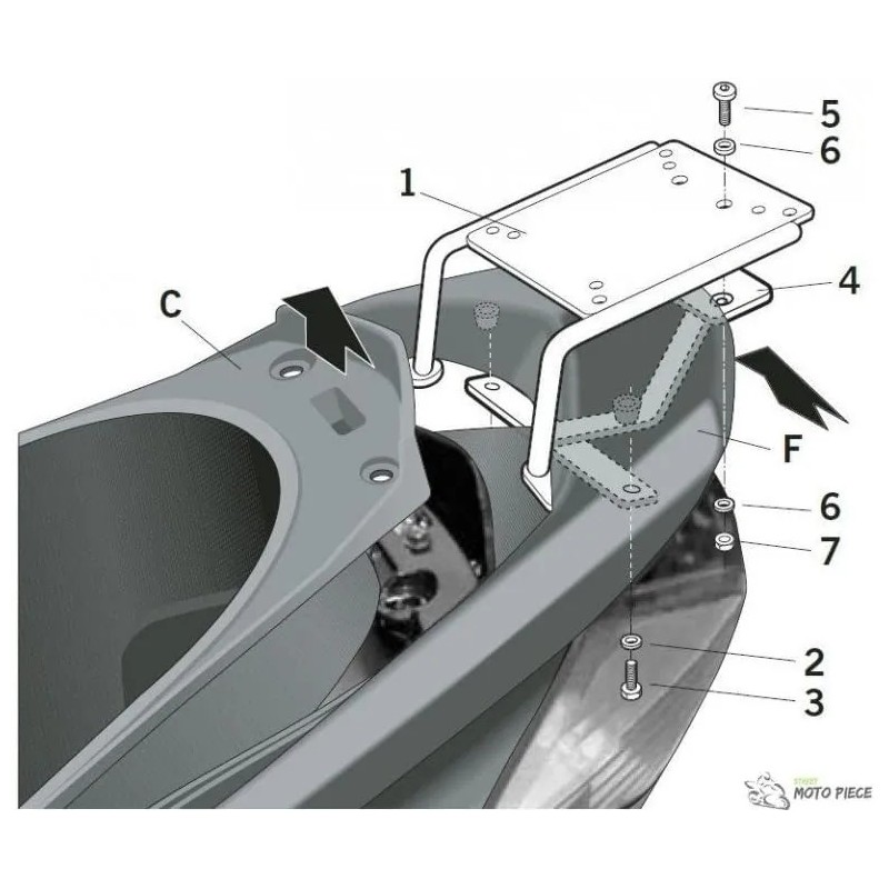 fijacion superior shad para maleta moto yamaha cygnus 125 y0cy17st