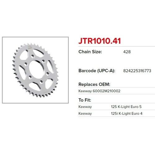 corona moto jt sprockets de acero de 41 dientes jtr1010 41