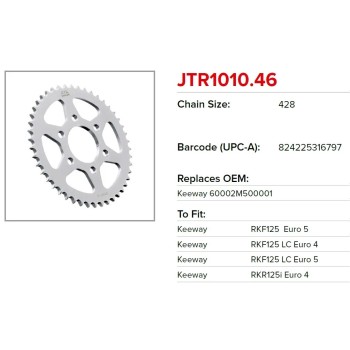 corona moto jt sprockets de acero de 46 dientes jtr1010 46 2