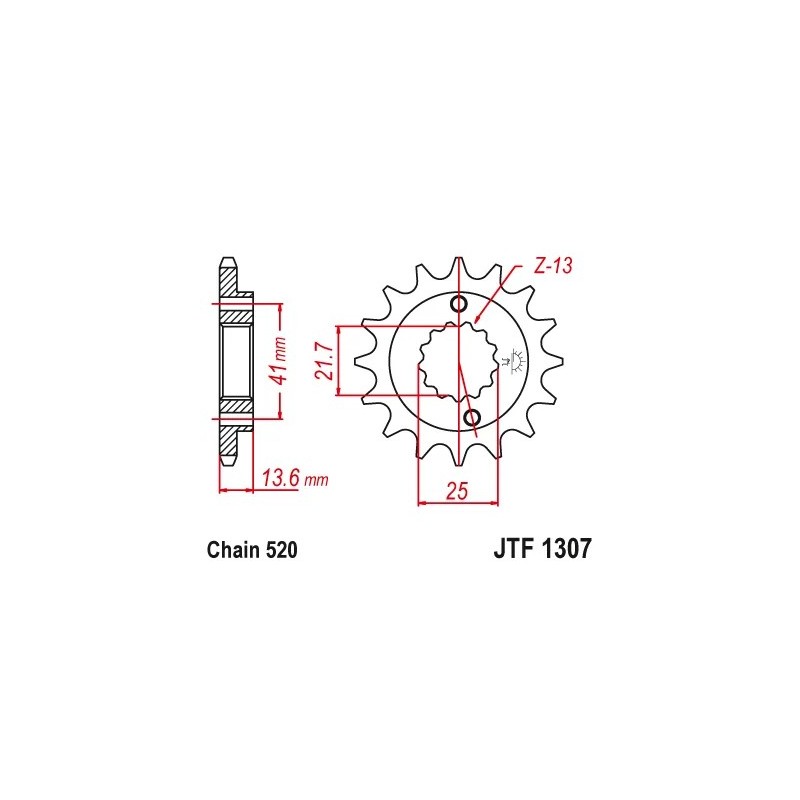 pinon de moto jt sprockets de acero de 14 dientes jtf1307 14