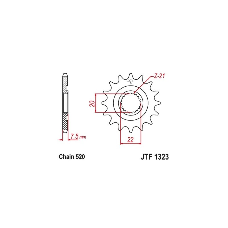 pinon 13 dientes honda crf 250 r jtf1323 13