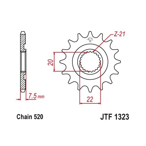 pinon 13 dientes honda crf 250 r jtf1323 13