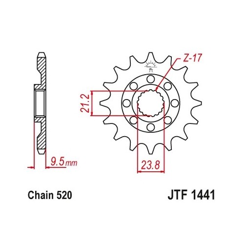 pinon moto jt sprockets acero 14 dientes jtf1441 14