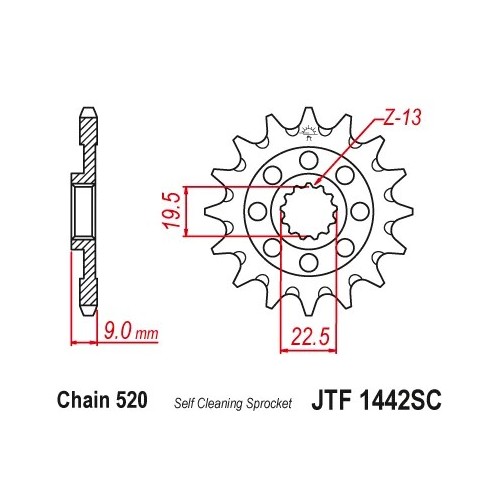 pinon de moto jt sprockets acero 13 dientes p 520 jtf1442 13