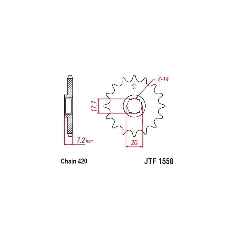 pinon yamaha yz 65 14 dientes jt sprockets jtf1558 14
