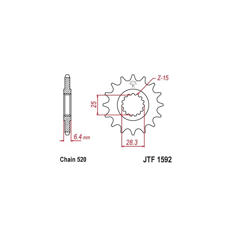 pinon yamaha yz450r y raptor 700 14 dientes jt sprockets jtf1592 14rb