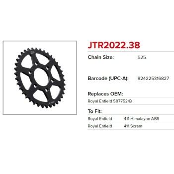corona moto jt sprockets de acero de 38 dientes jtr2022 38 2