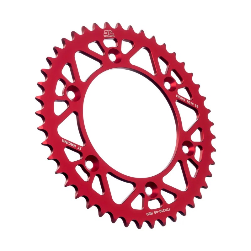 corona moto jt sprockets de aluminio de 45 dientes jta210 45red