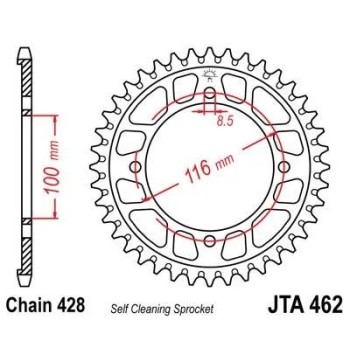 corona de aluminio moto 52 dientes 46252aljts