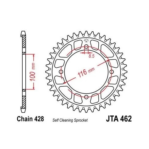 corona de aluminio moto 52 dientes 46252aljts