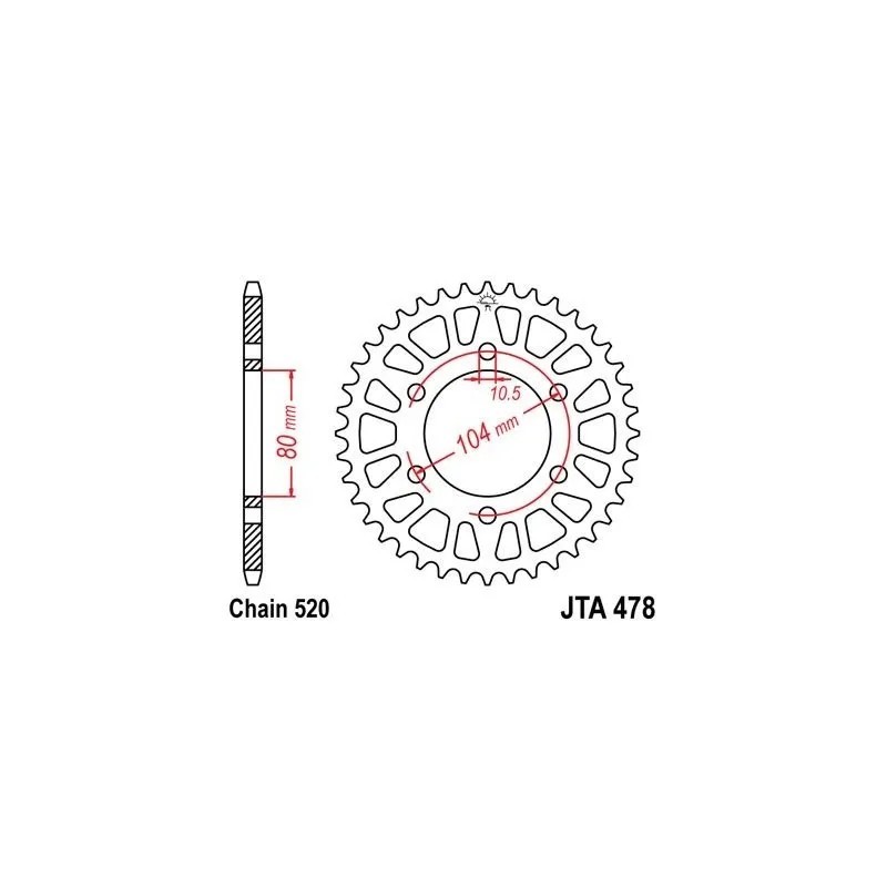 corona de aluminio moto 45 dientes 47845aljts