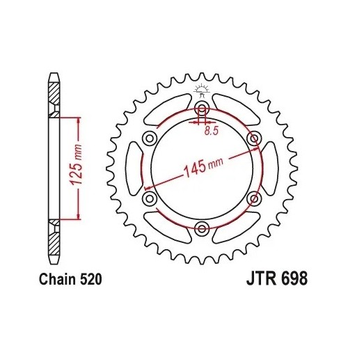 corona moto de acero jt sprockets jtr698 41