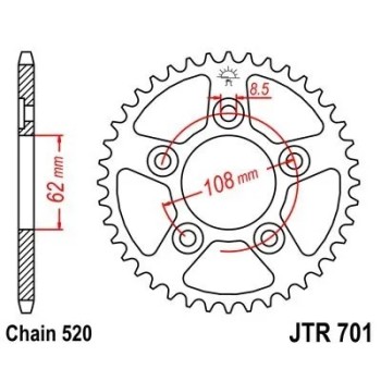 corona moto jt sprockets de acero de 45 dientes jtr701 45 2