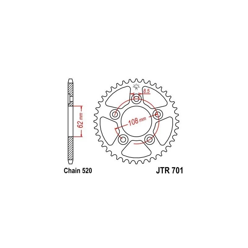 corona moto jt sprockets de acero de 45 dientes jtr701 45