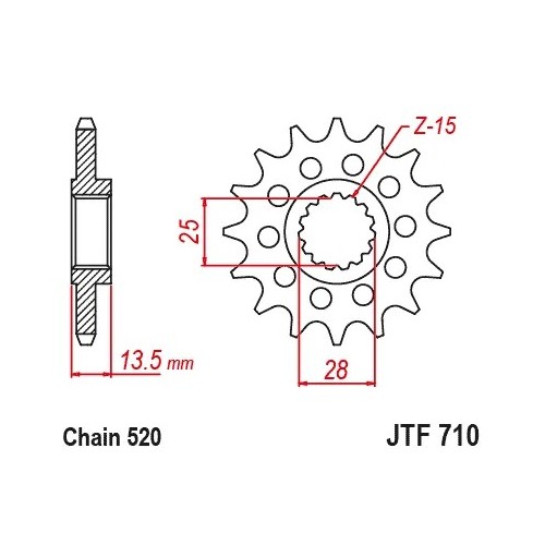 pinon aprilia rs 660 y tuono 17 dientes con goma jt sprocketes jtf710 17rb