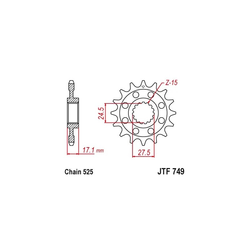 pinon ducati v4 15 dientes con goma jtf749 15rb