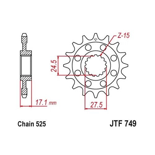pinon ducati v4 16 dientes con goma jtf749 16rb