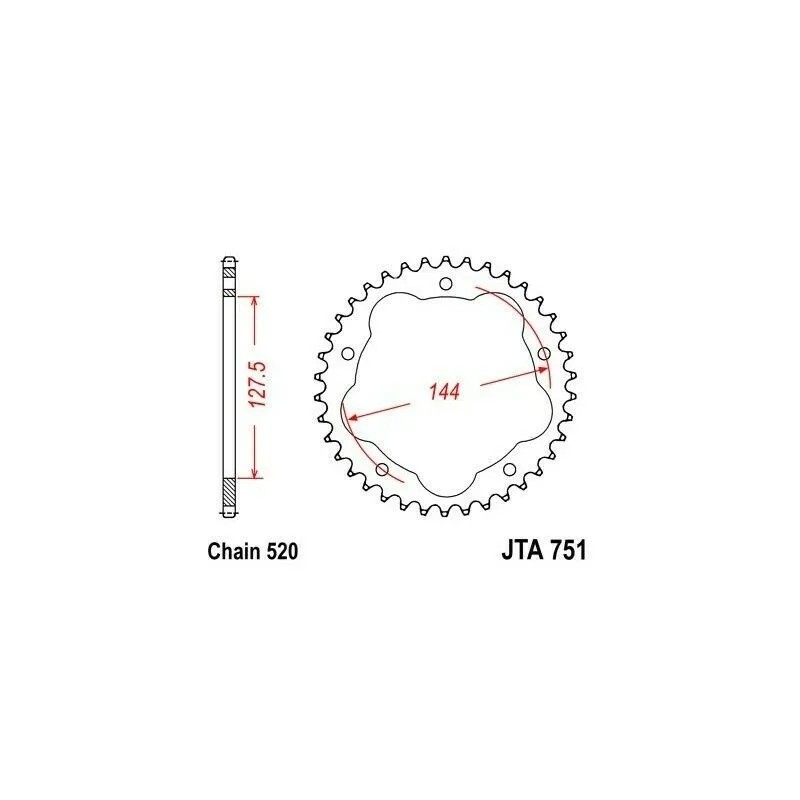 corona de aluminio jt sprockets moto 38 dientes p 520 75138aljts