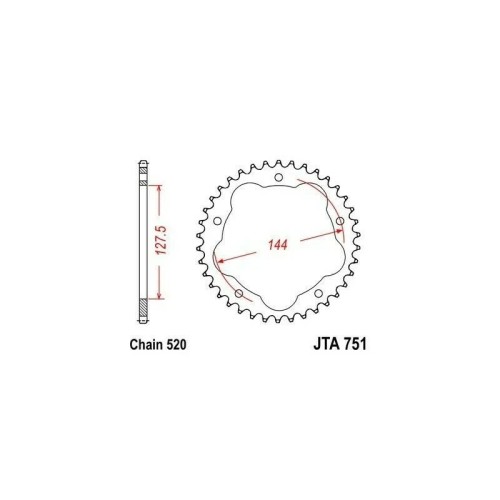 corona de aluminio jt sprockets moto 38 dientes p 520 75138aljts