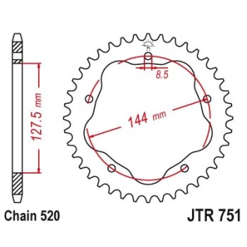 corona de aluminio jt sprockets moto 40 dientes p 520 75140aljts
