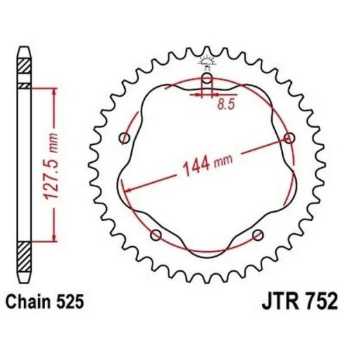 corona de aluminio jt sprockets moto 40 dientes 75240aljts