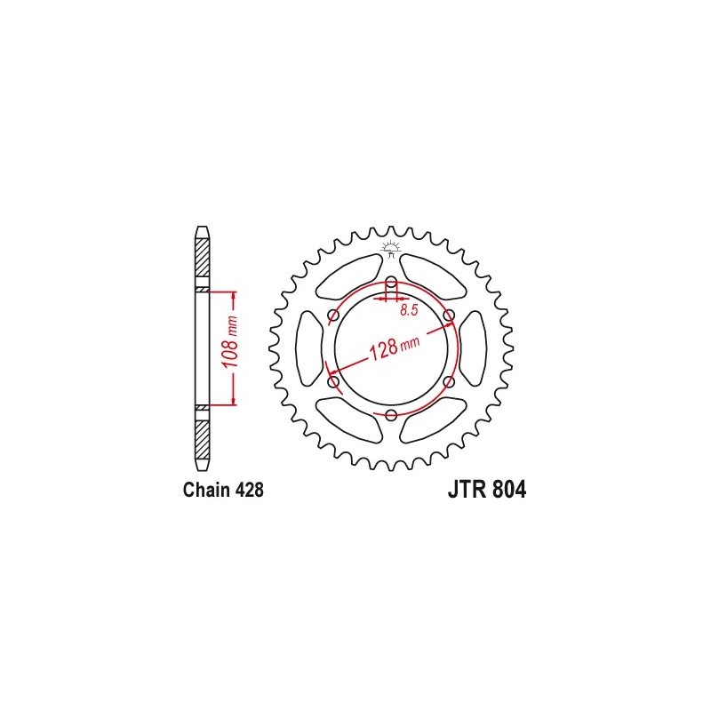 corona moto jt sprockets de acero de 57 dientes jtr804 57