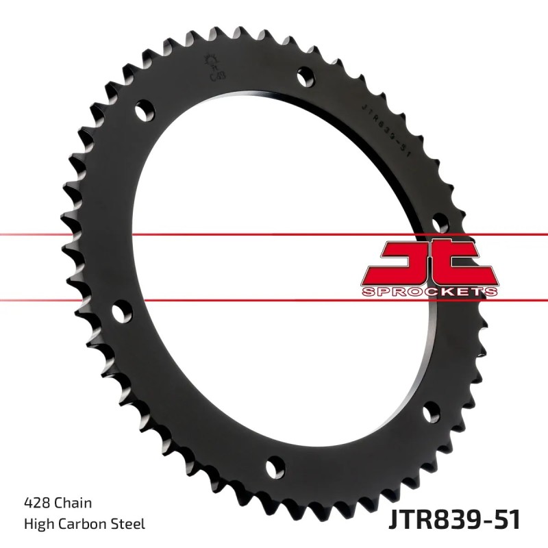 corona moto jt sprockets de acero de 51 dientes jtr839 51