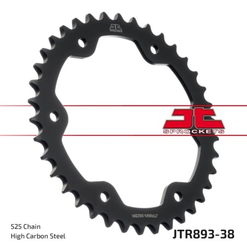 corona moto jt sprockets de acero de 38 dientes jtr893 38zbk