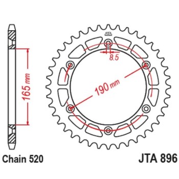 corona moto jt sprockets de acero de 50 dientes jta896 50al