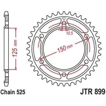 corona moto jt sprockets de acero de 42 dientes jtr899 42zbk 2