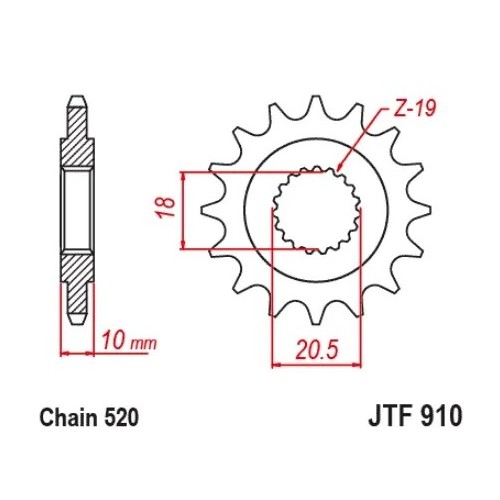 pinon de ataque zontes 125cc 14 dientes jtf910 14