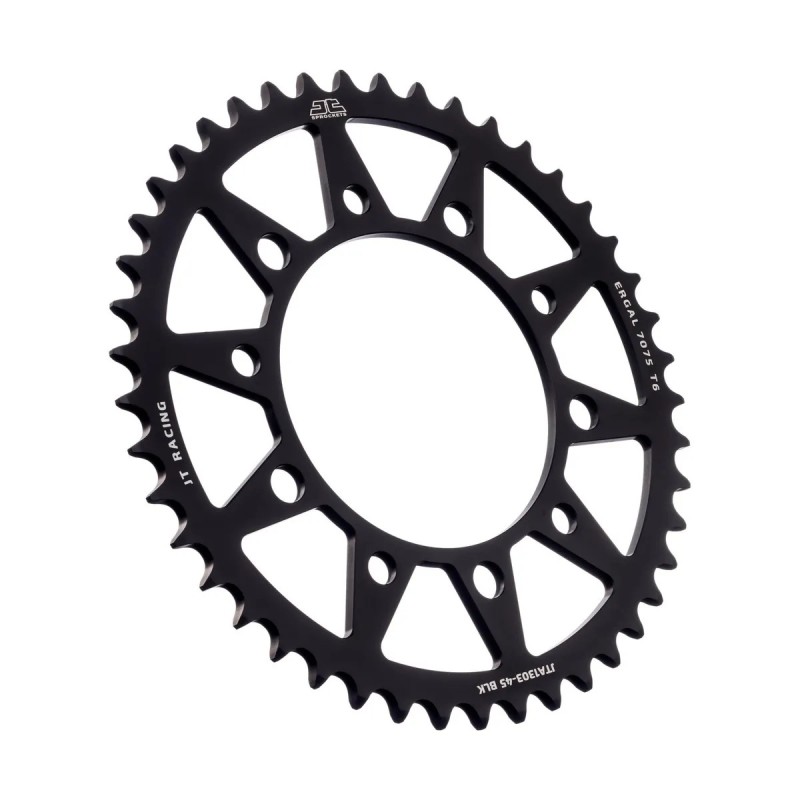corona moto jt sprockets 45 dientes p 520 aluminio negro jta1303 45blk
