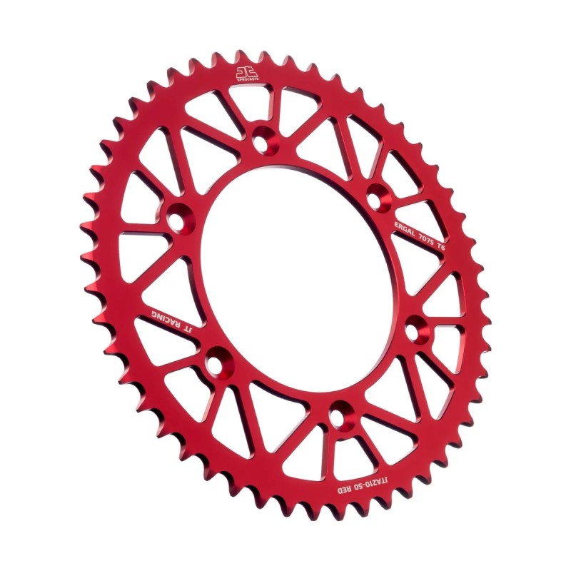 corona moto jt sprockets 50 dientes p 520 aluminio rojo jta210 50red