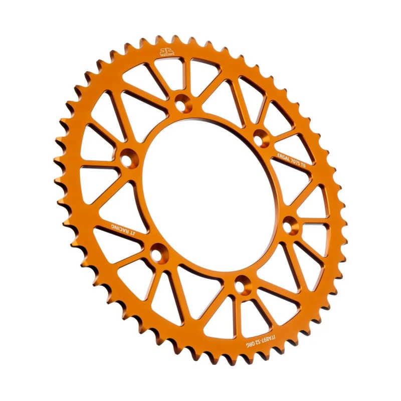 corona moto jt sprockets 52 dientes p 520 alum naranja jta897 52org